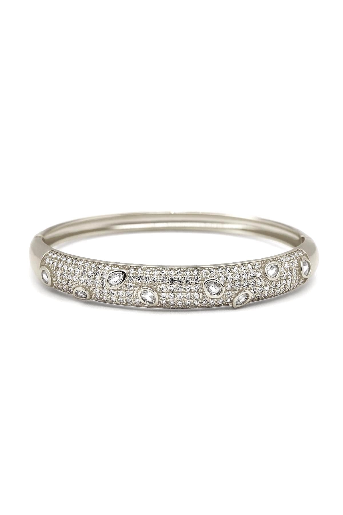 Silver Pavé Raindrop Bracelet – Aurora Ice Bangle