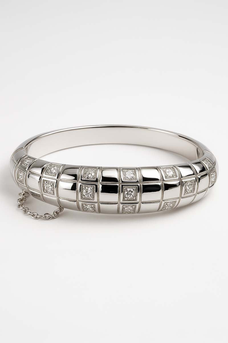 Silver Grid Dome Bracelet – Ophelia Grid Bangle