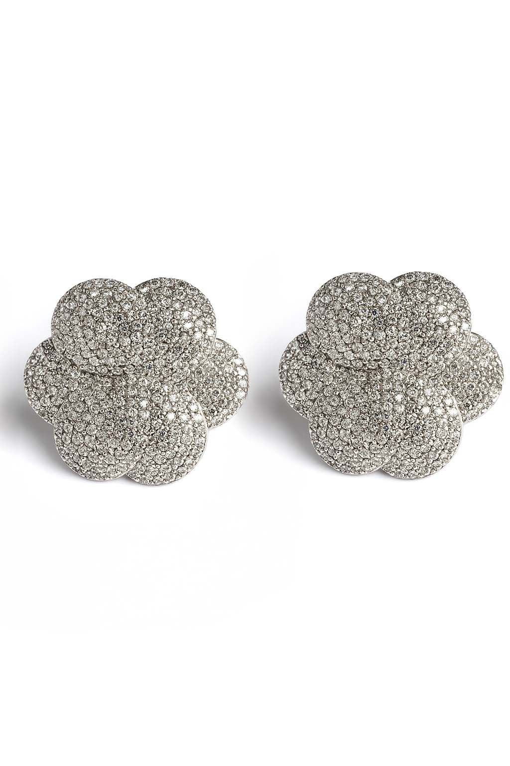 Silver Floral Cluster Earrings – Camellia Luxe Studs