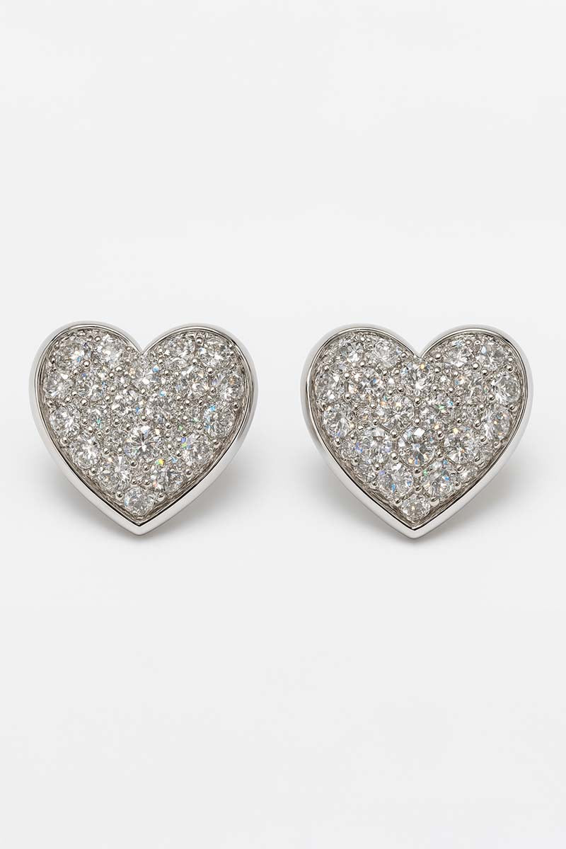 Silver Heart Pavé Studs – Amour Shine Studs