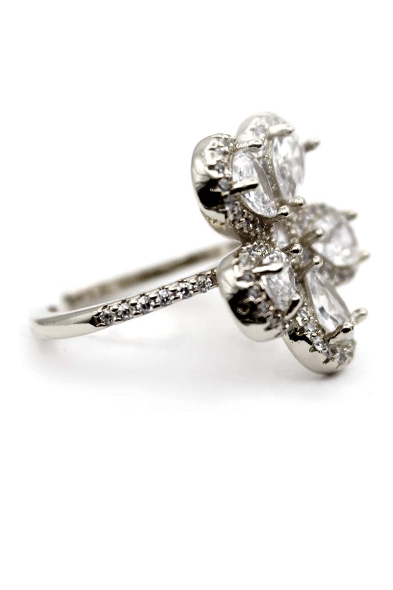 Floral stud Silver Ring| Statement Flower Gem Ring