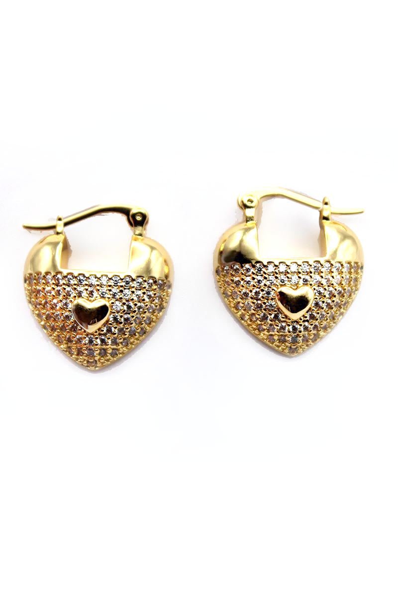 Amoré Pavé Heart Hoops - Gold Earrings - St geran