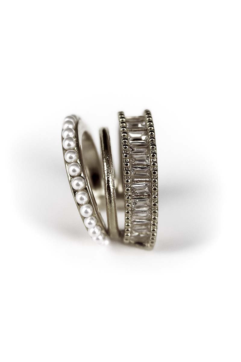 Beaded Baguette Silver Ear Cuff – Vienna Frost earring - Silver Plated - St geran