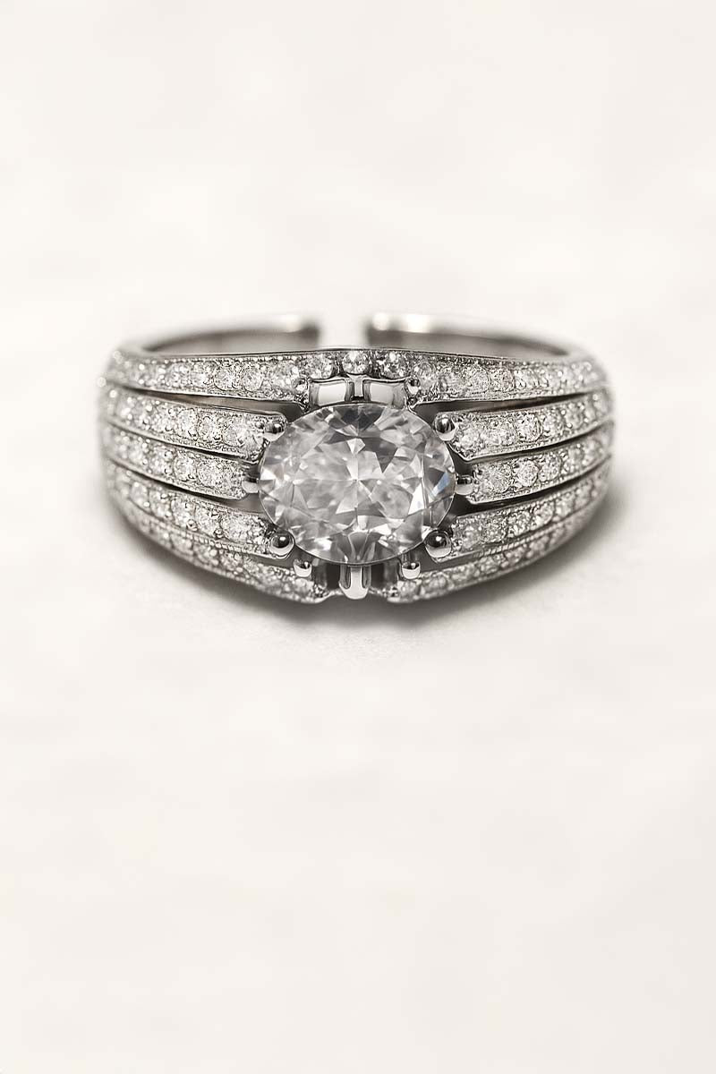 Bellisa Oval Crystal Cocktail Ring - Silver Plated - St geran