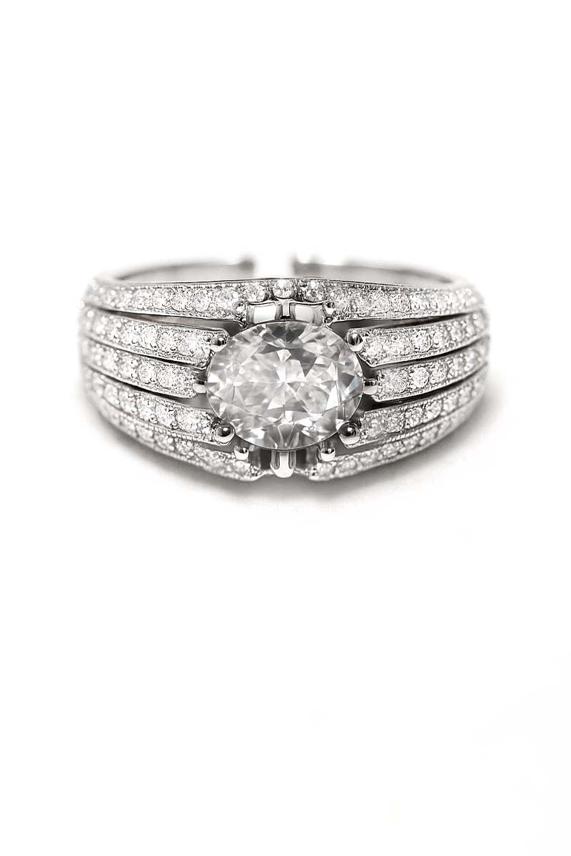 Bellisa Oval Crystal Cocktail Ring - Silver Plated - St geran