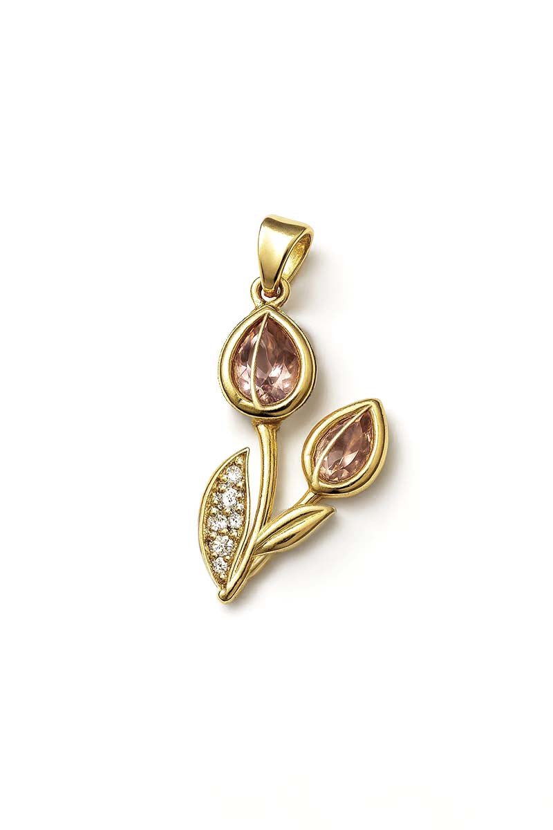 Blush Bloom Floral Pendant - 18k Gold Plated - St geran