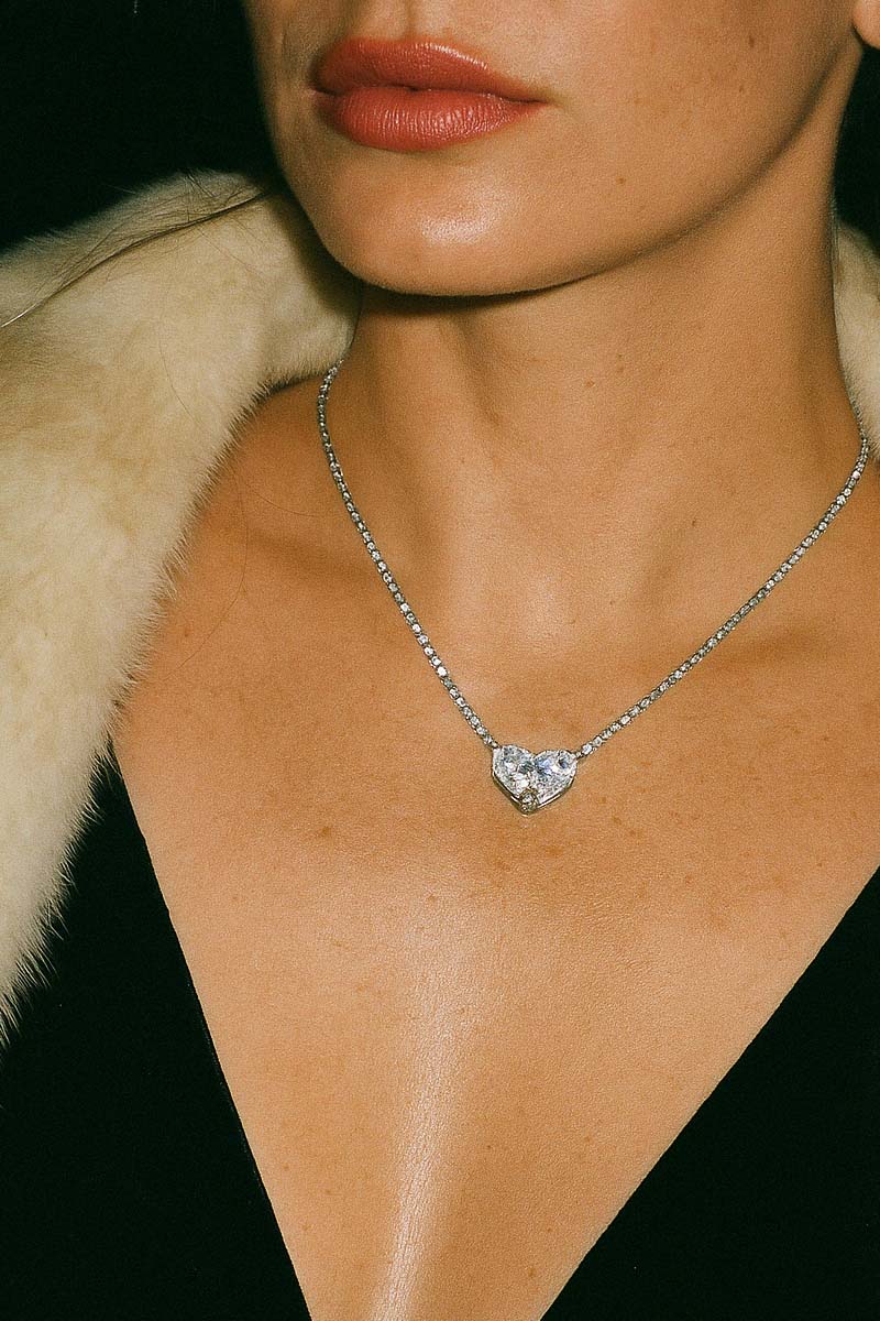 Coeur Jumelé Solitaire Silver Necklace - St geran