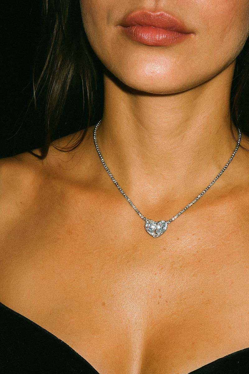 Coeur Jumelé Solitaire Silver Necklace - St geran