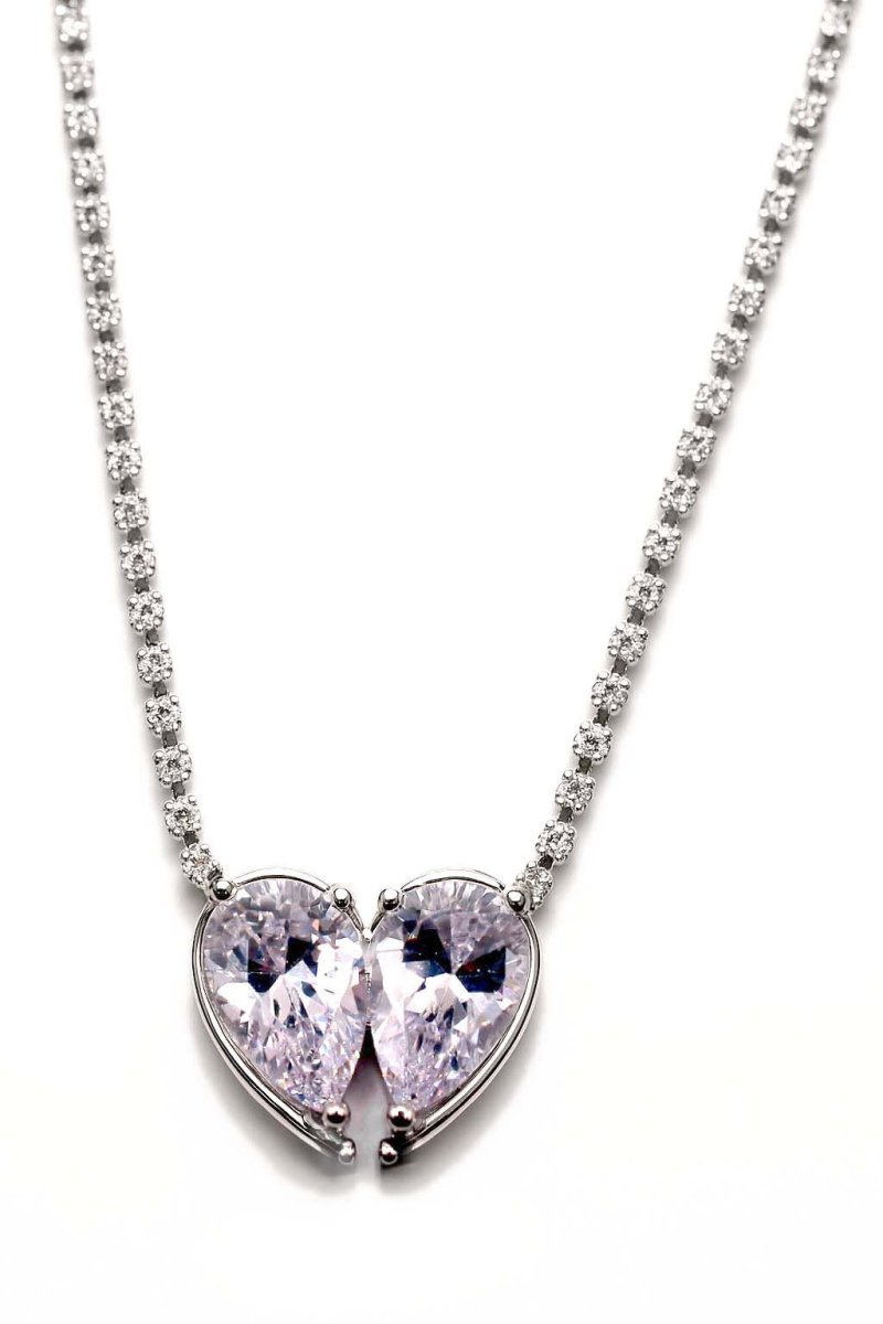 Coeur Jumelé Solitaire Silver Plated Necklace - St geran