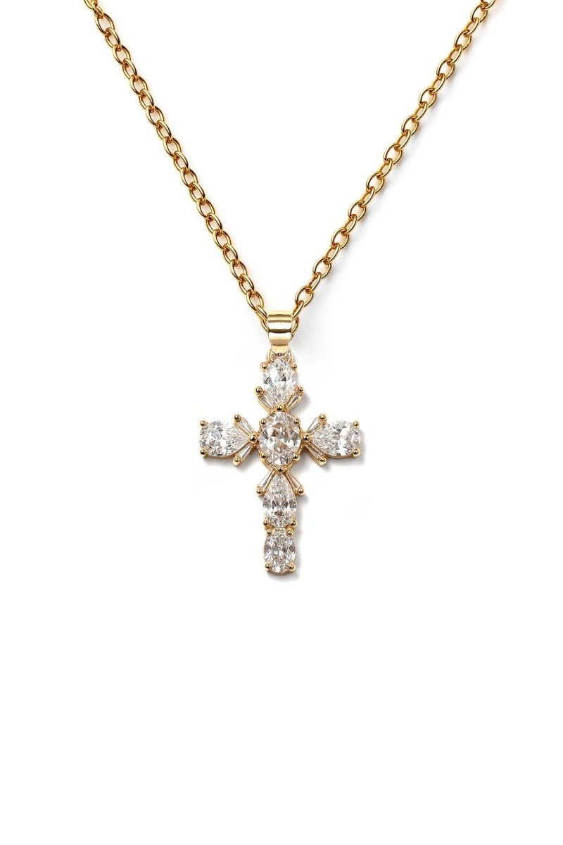 Crystal Cross Luxe Necklace - 18k Gold Plated - St geran
