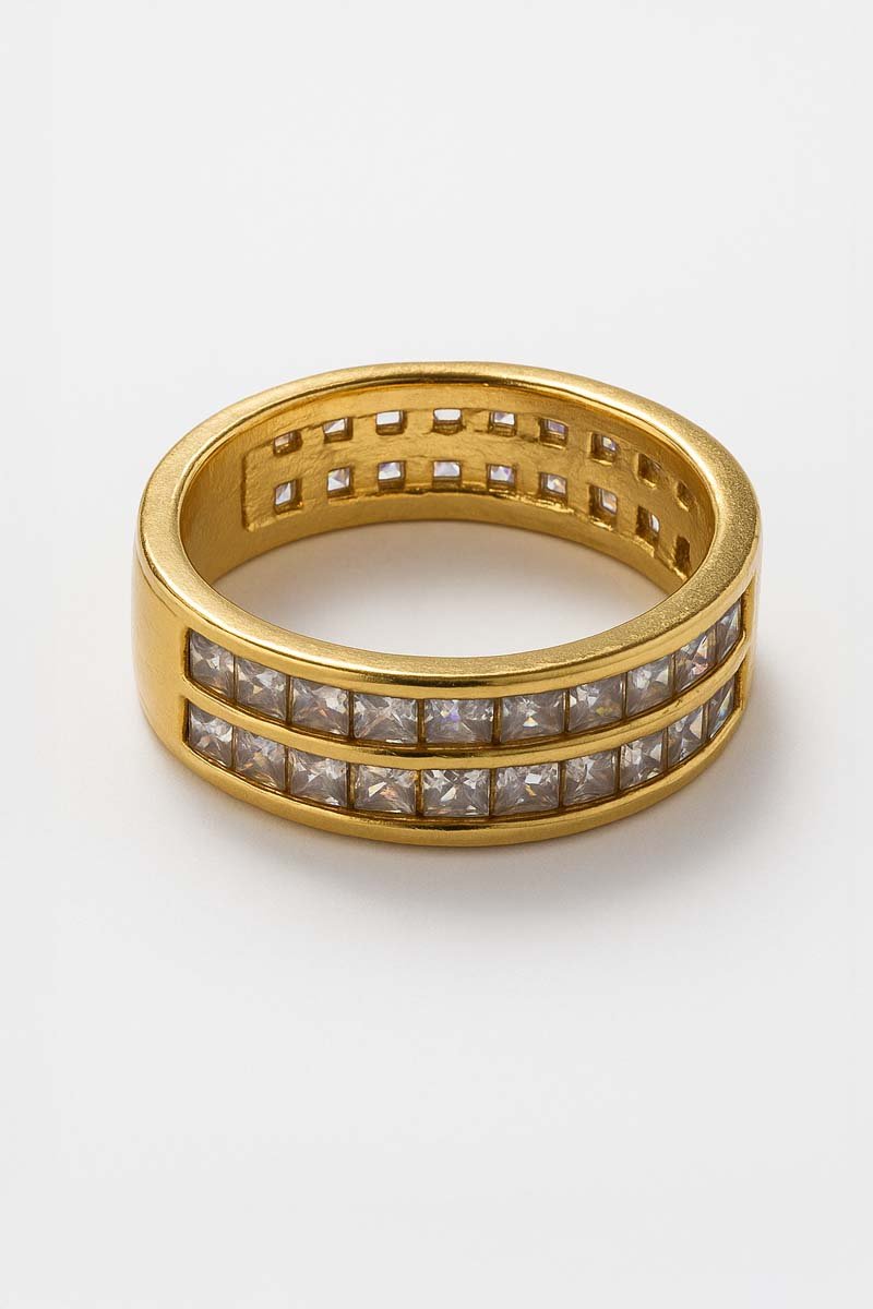 Crystal Twin Band 18k Gold Plated Ring - St geran
