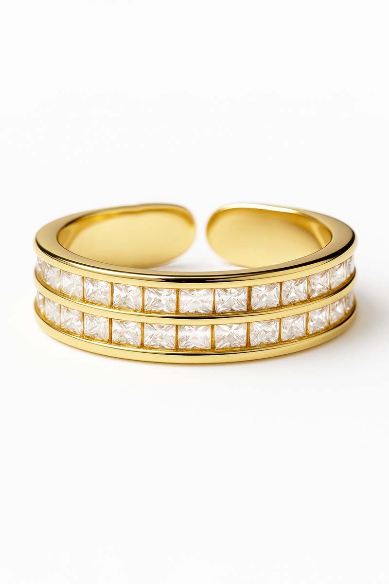 Crystal Twin Band 18k Gold Plated Ring - St geran