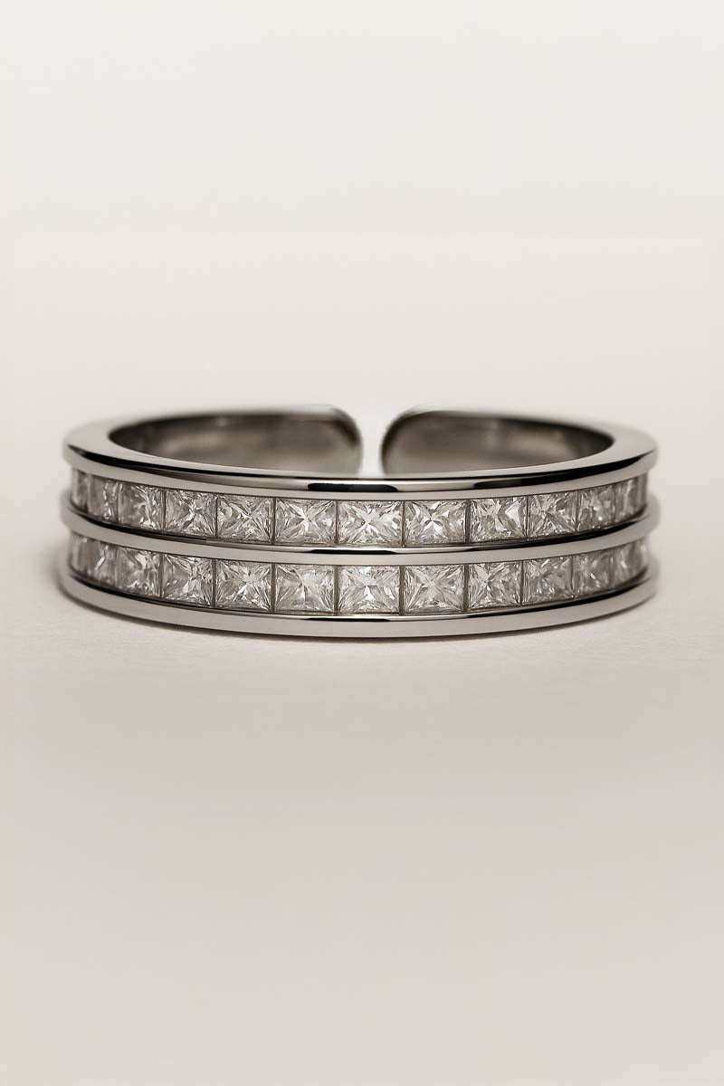 Crystal Twin Band Silver Plated Ring - St geran
