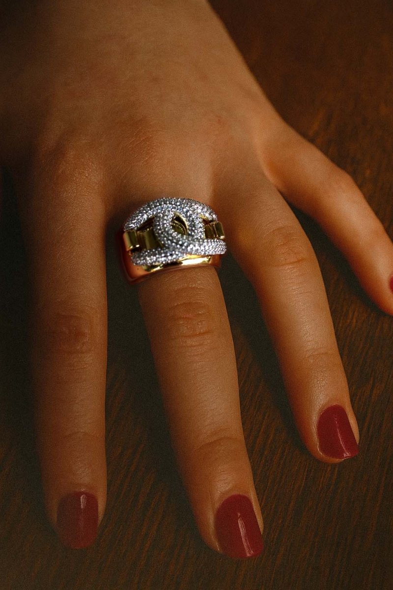 Élise Twin Crescent Embrace Gold Ring - St geran