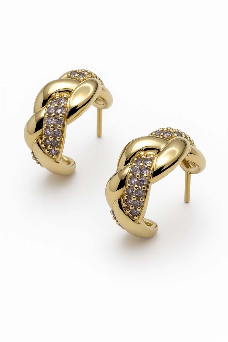 Élise Twin Crescent Embrace Twist Hoops - Gold Earrings - St geran