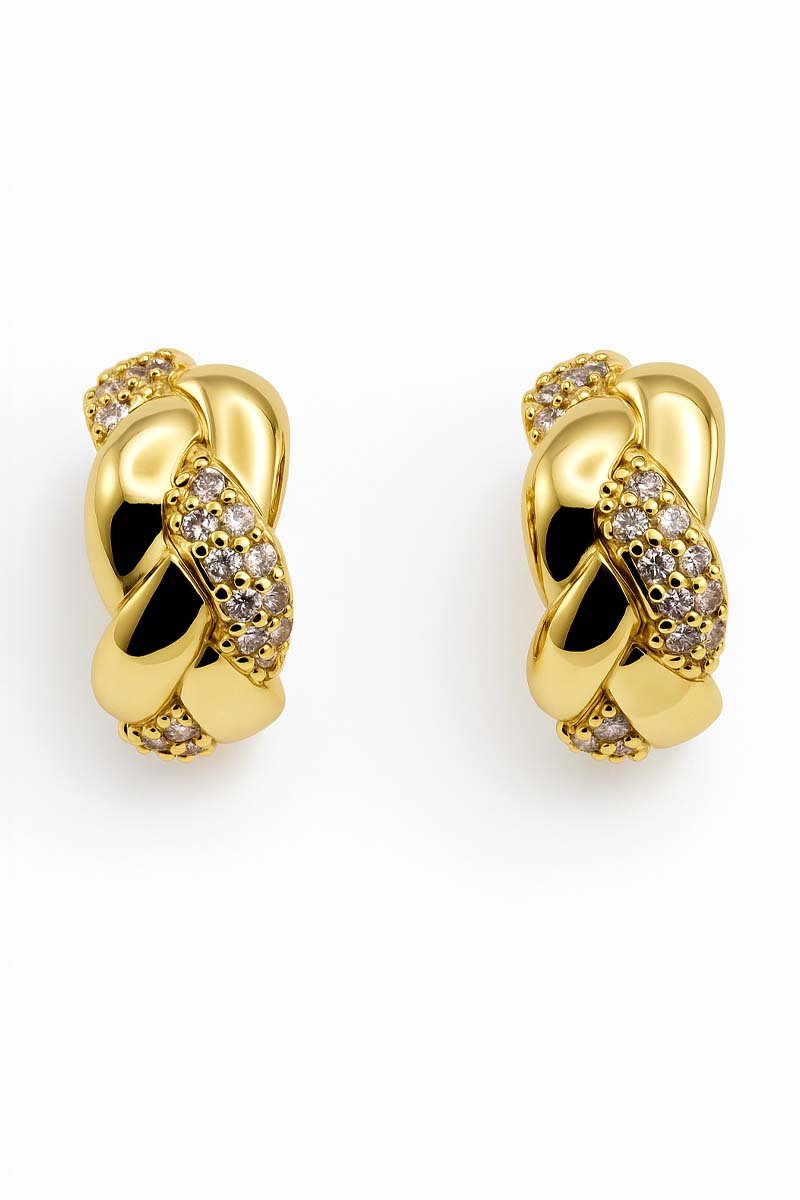 Élise Twin Crescent Embrace Twist Hoops - Gold Earrings - St geran