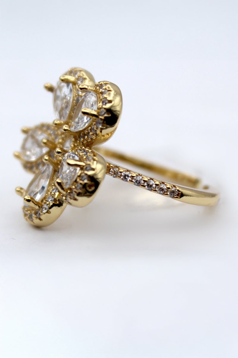 Floral stud Gold Ring | Statement Flower Gem Ring - St geran