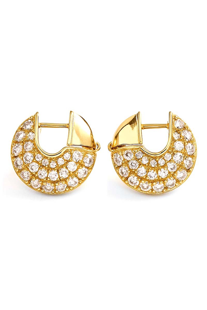Gold Crystal Curve Studs – Luna Gold Earrings - St geran