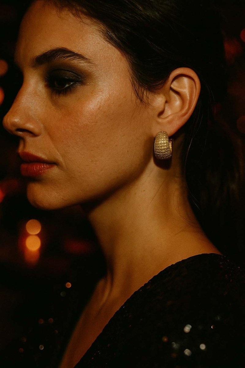 Gold Dome Pavé Earrings – Cleo Luxe | 18k Gold Plated - St geran
