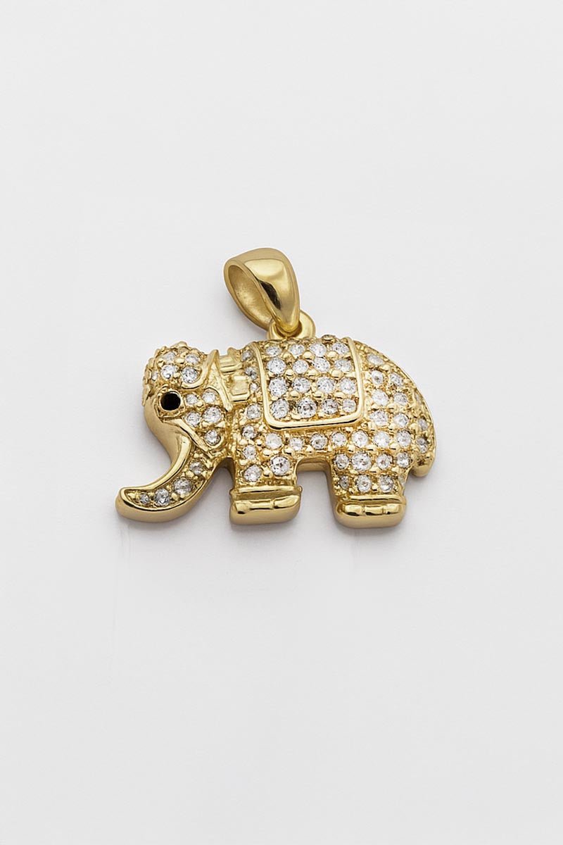 Gold Elephant Pendant – Crystal - Encrusted Charm Jewellery for Women - St geran
