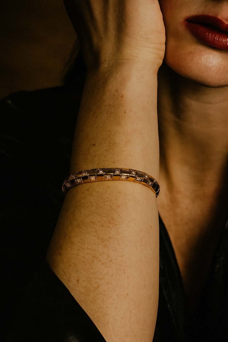 Gold Grid Dome Bracelet – Ophelia Grid Bangle - St geran