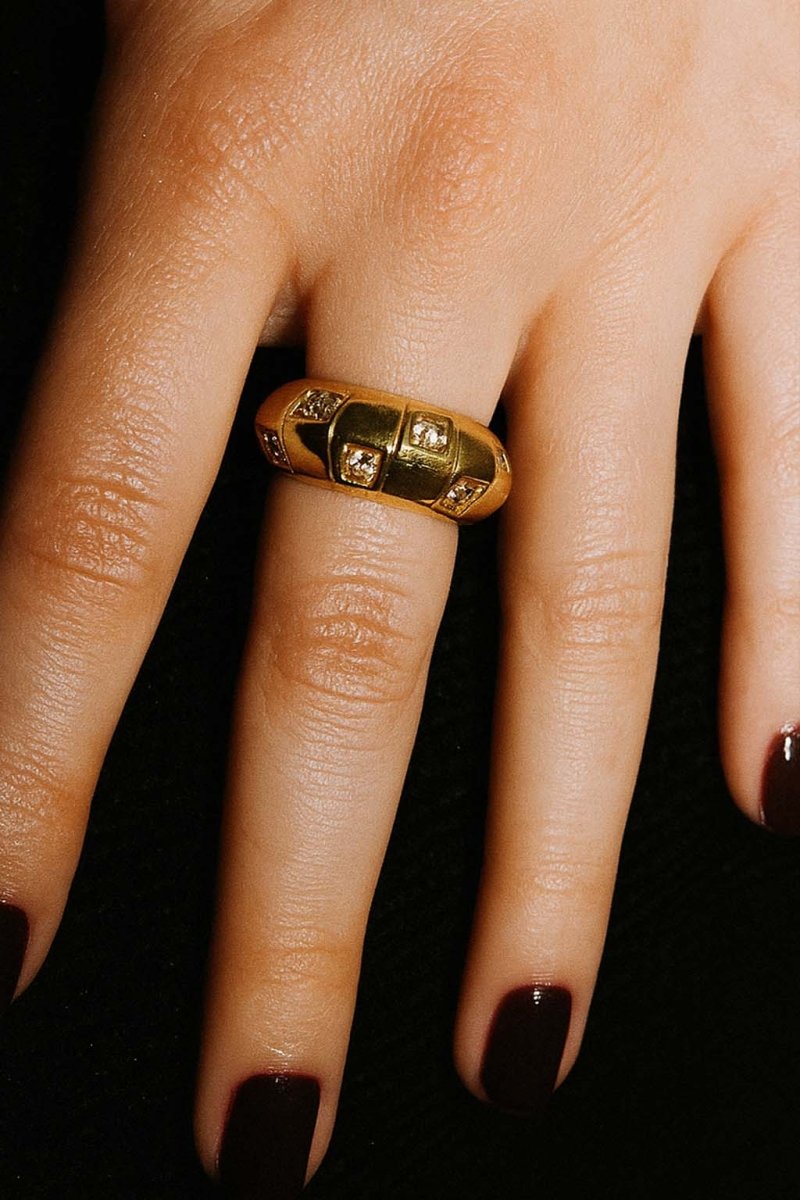 Gold Grid Dome Ring – Ophelia Grid Ring - St geran