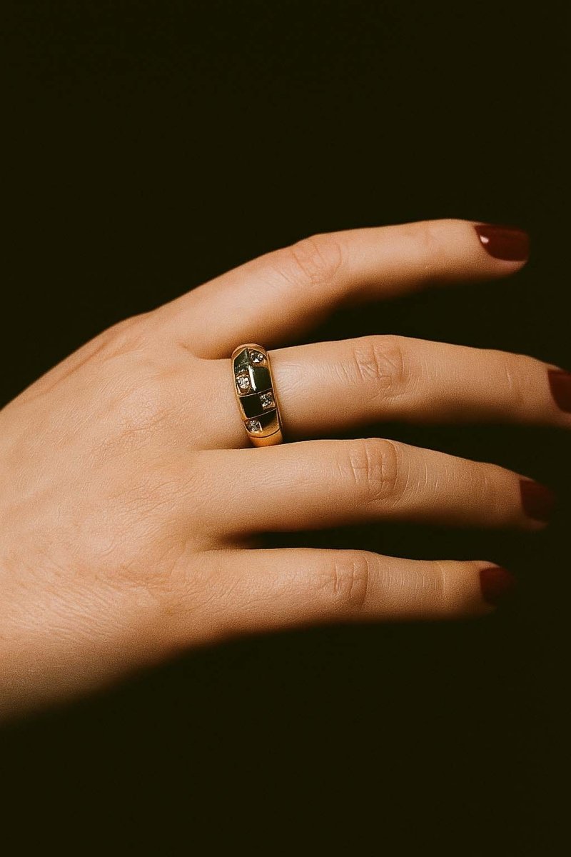 Gold Grid Dome Ring – Ophelia Grid Ring - St geran