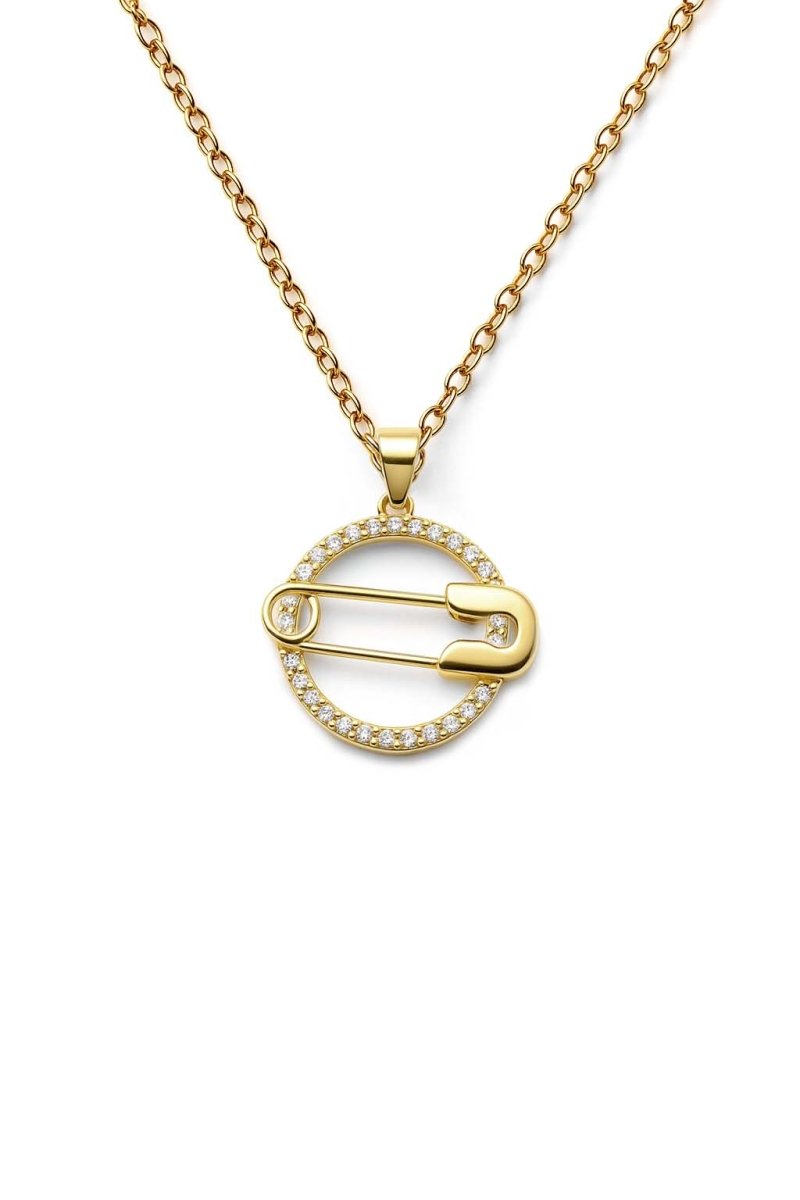 Gold Safety Necklace with CZ Circle – Modern Luxury Jewellery - 18k Gold Plated - St geran