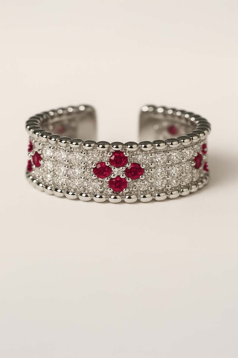 Isolde Crimson Filigree Silver Ring - St geran