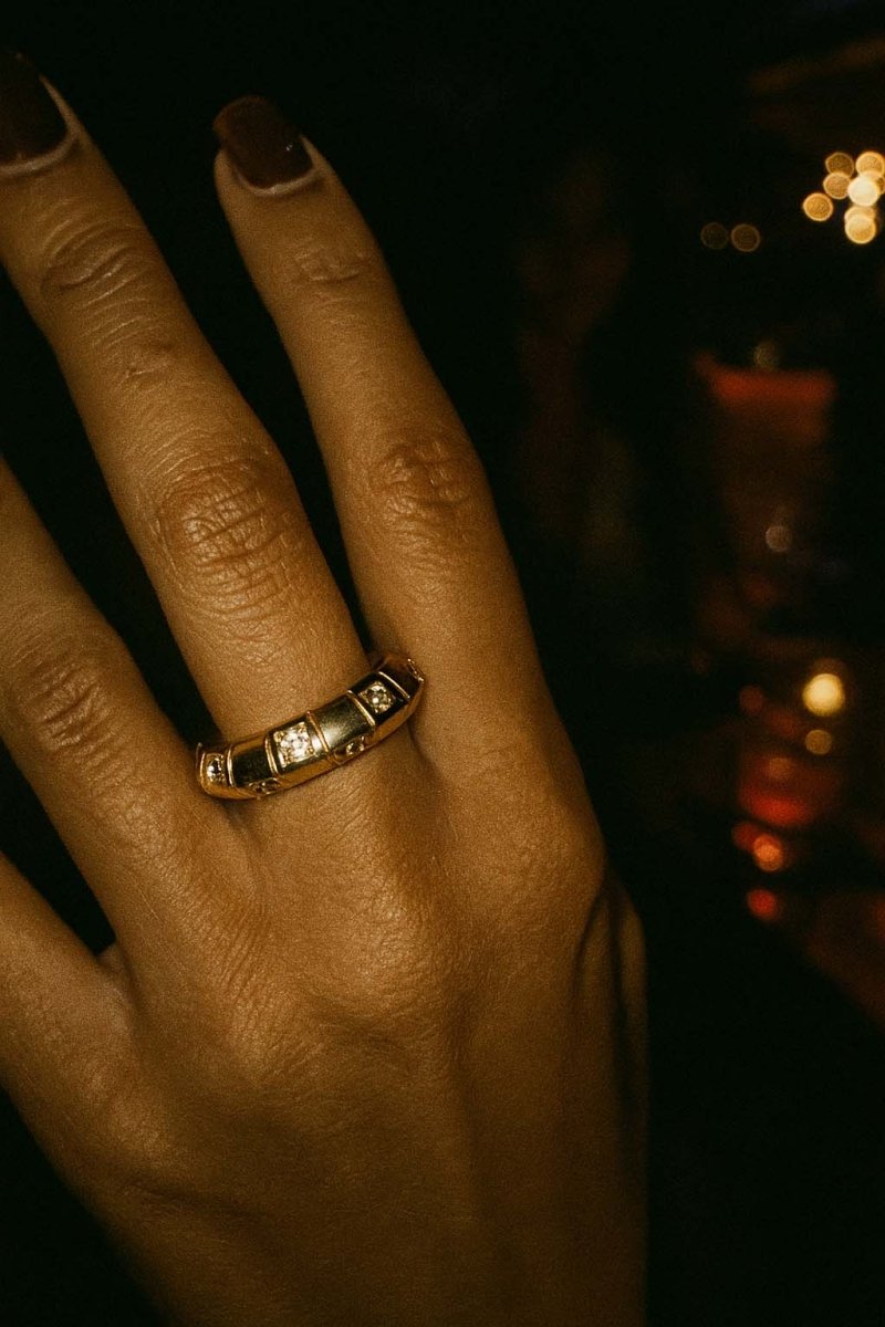 Lucca Imperial Gold Studded Band Ring - St geran
