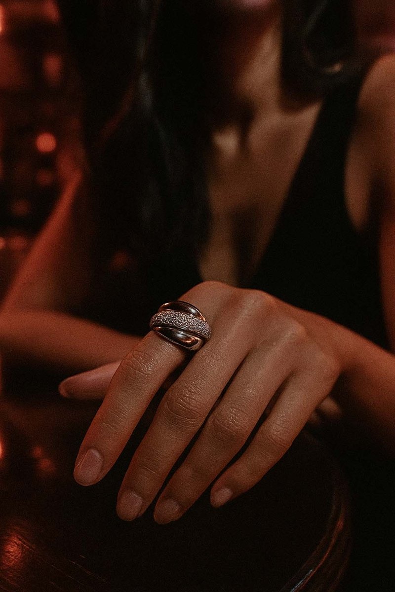 Lune d’Argent Pavé Ring - Silver Band - St geran