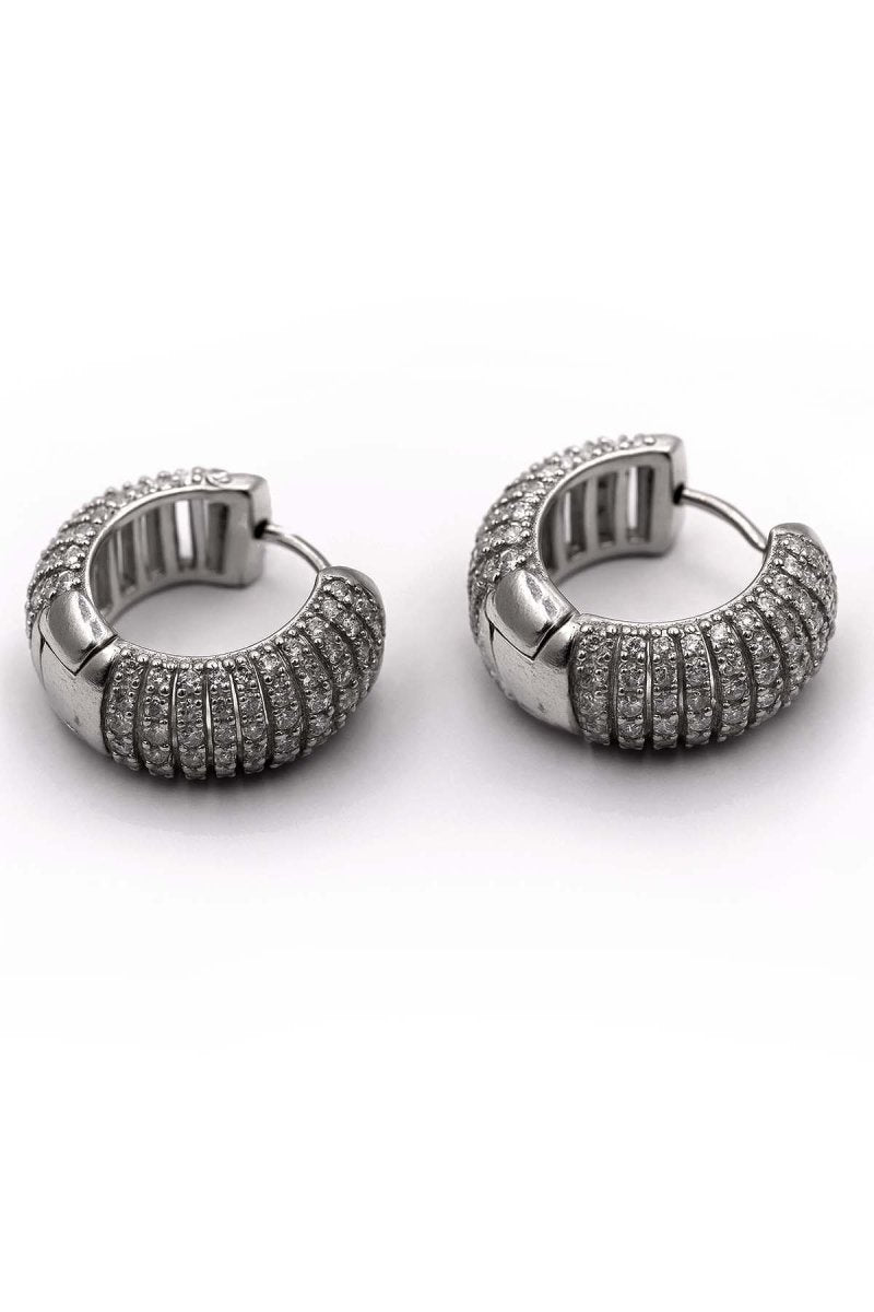 Midnight Opaline Empire Silver Hoops | Silver Plated Earrings - St geran