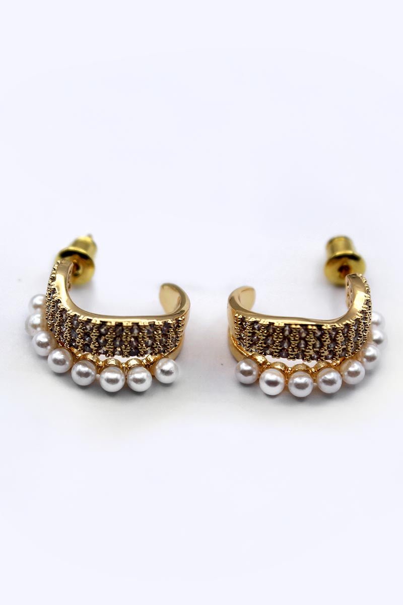 Moonlit Beaded Edge Hoops - Gold Earrings - St geran