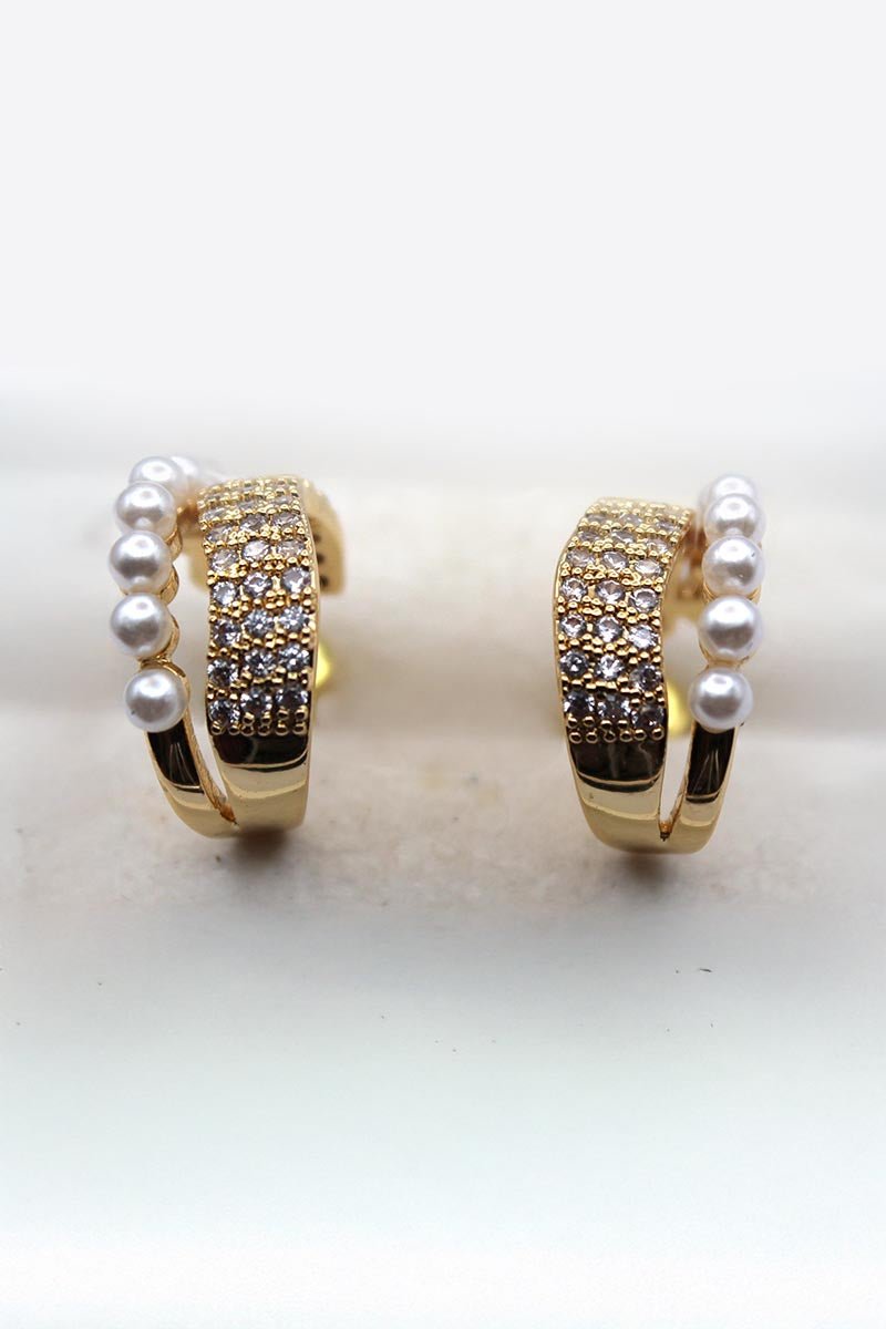 Moonlit Beaded Edge Hoops - Gold Earrings - St geran