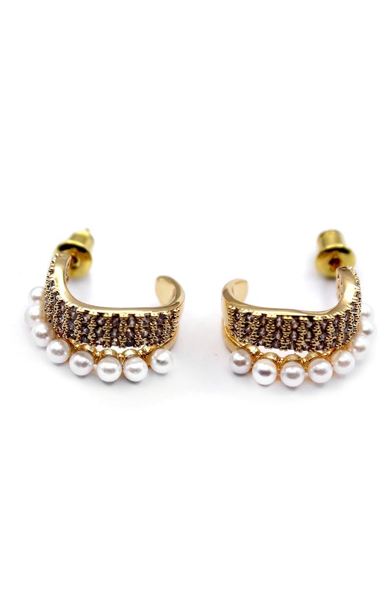 Moonlit Beaded Edge Hoops - Gold Earrings - St geran