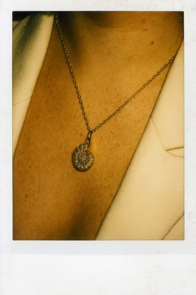 Nautilus Shell Pendant Necklace – Gold with Cubic Zirconia - St geran