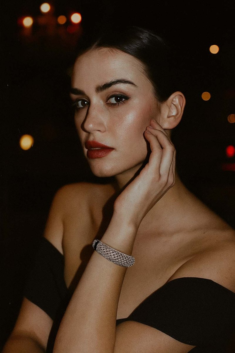 Ornate Diamond - Cut Silver Bangle – Opaline Royal Bangle - St geran