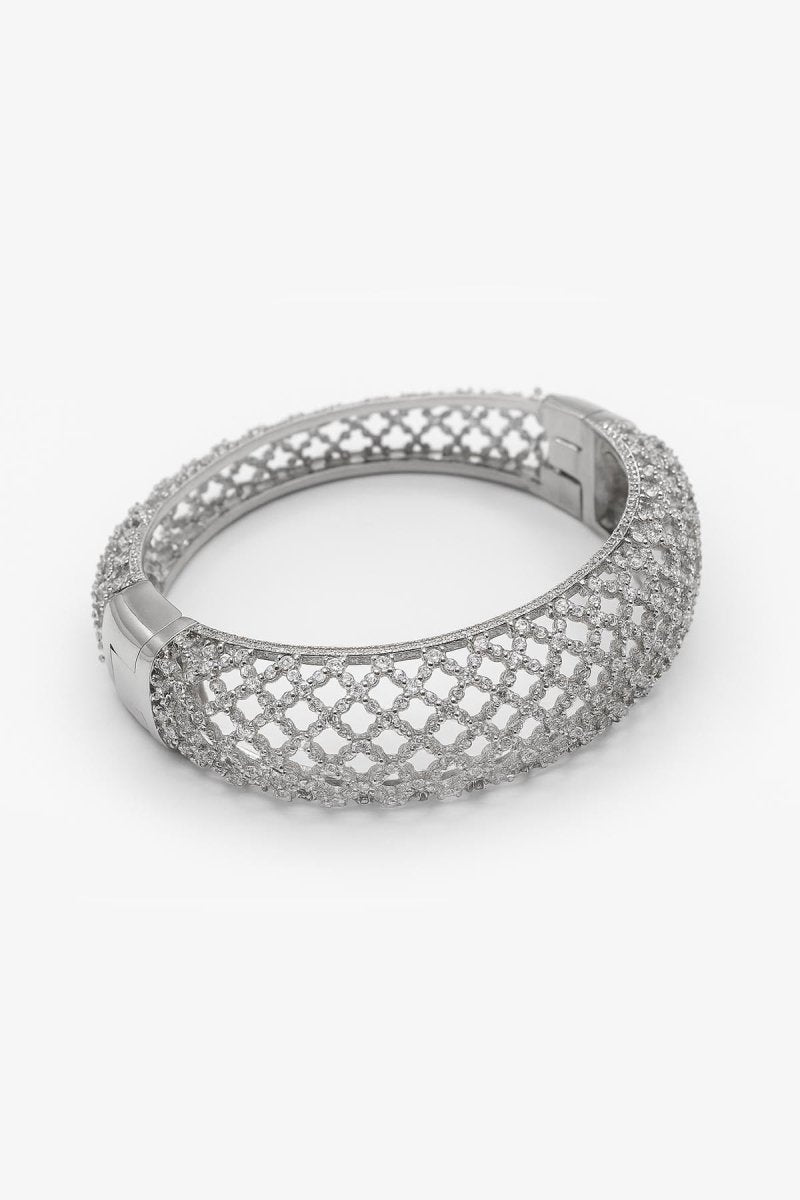 Ornate Diamond - Cut Silver Bangle – Opaline Royal Bangle - St geran