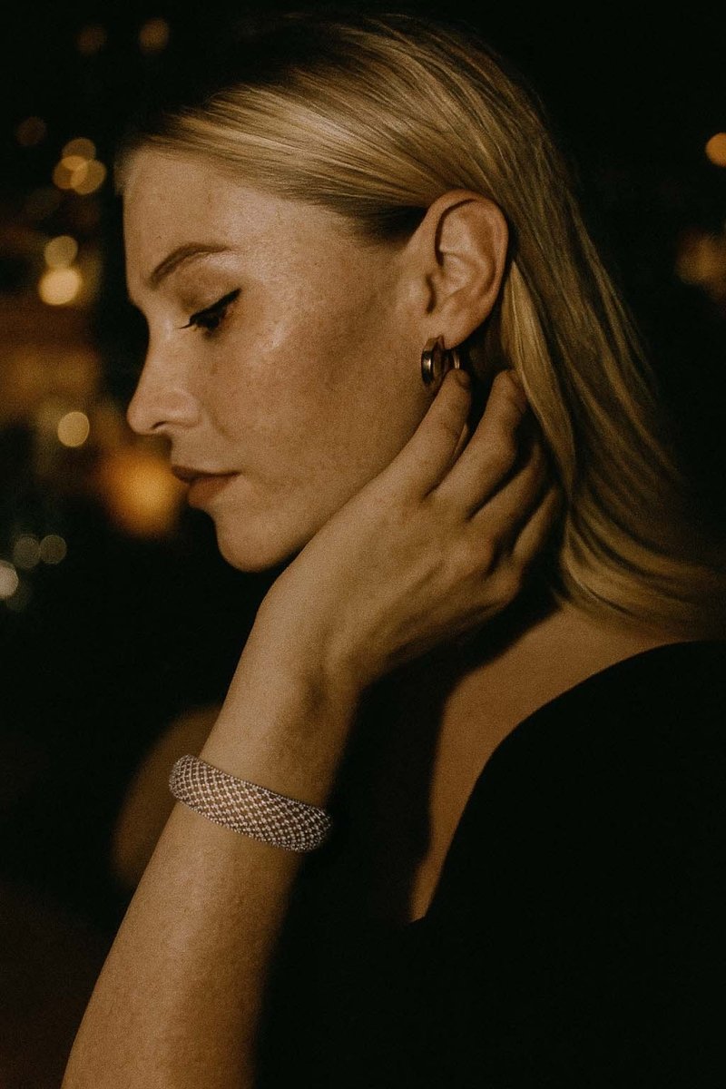 Ornate Diamond - Cut Silver Bangle – Opaline Royal Bangle - St geran