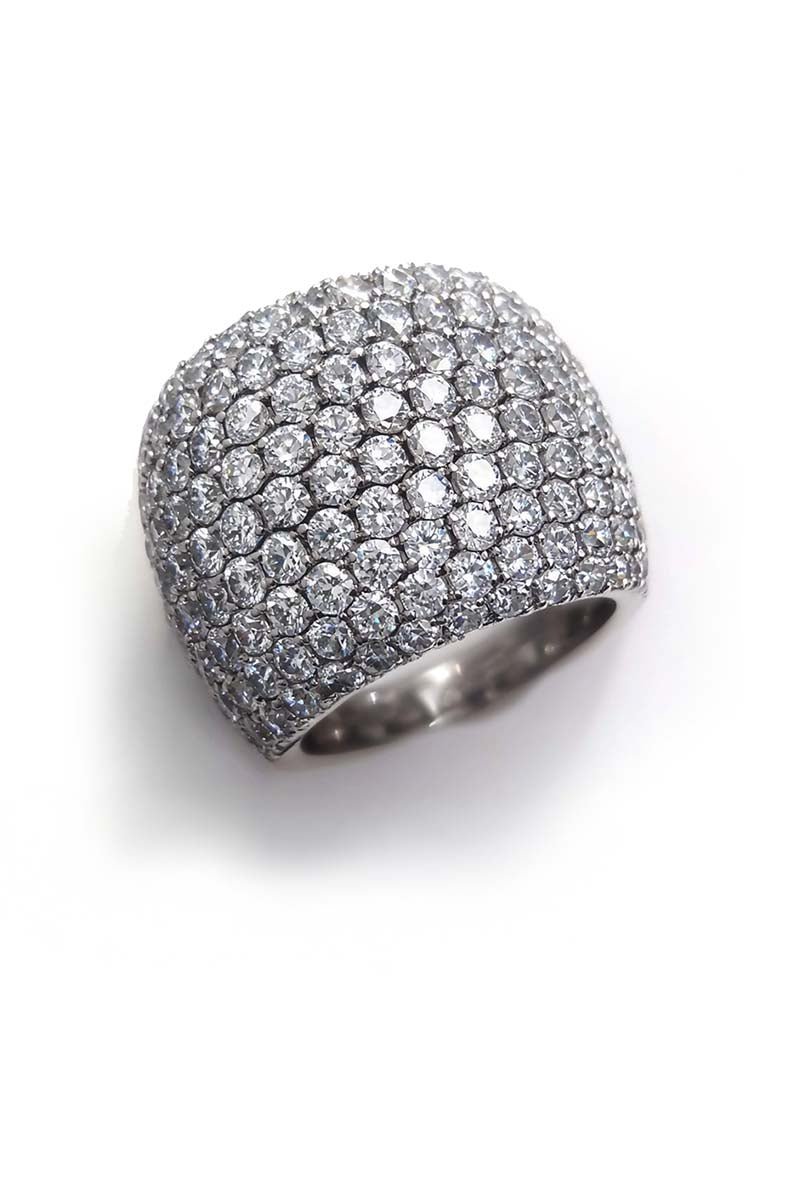 Pavé Dome Ring – Celeste Crown Ring - Silver Plated with CZ - St geran