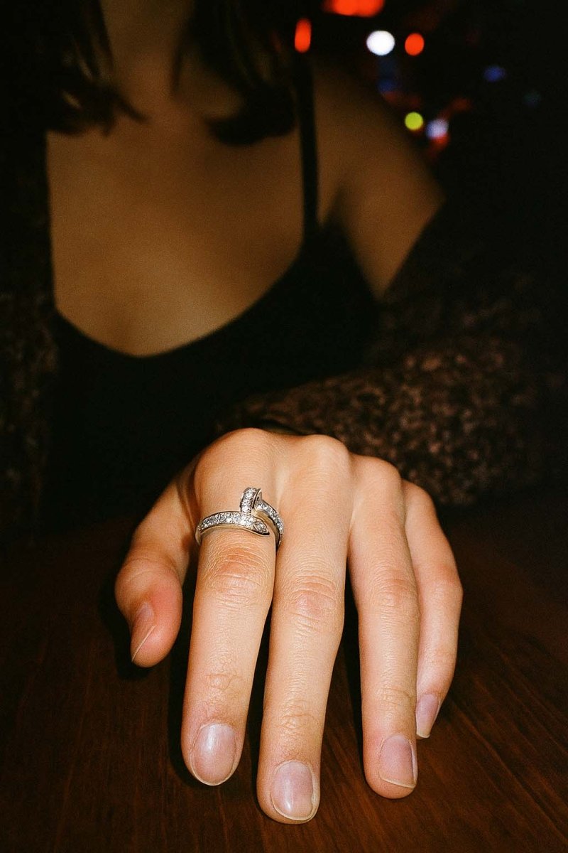 Pavé Nail Ring Silver Plated – Clio Mini Band - St geran