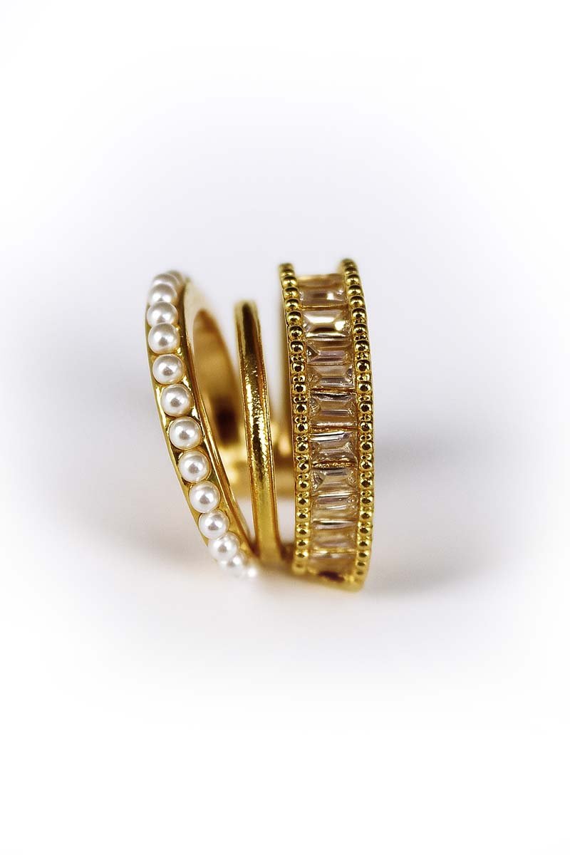 Pearl Baguette Gold Ear Cuff – Vienna Luxe Earring - 18k gold plated - St geran