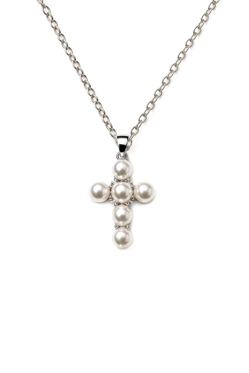 Pearl Cross of Grace necklace - Silver Plated - St geran
