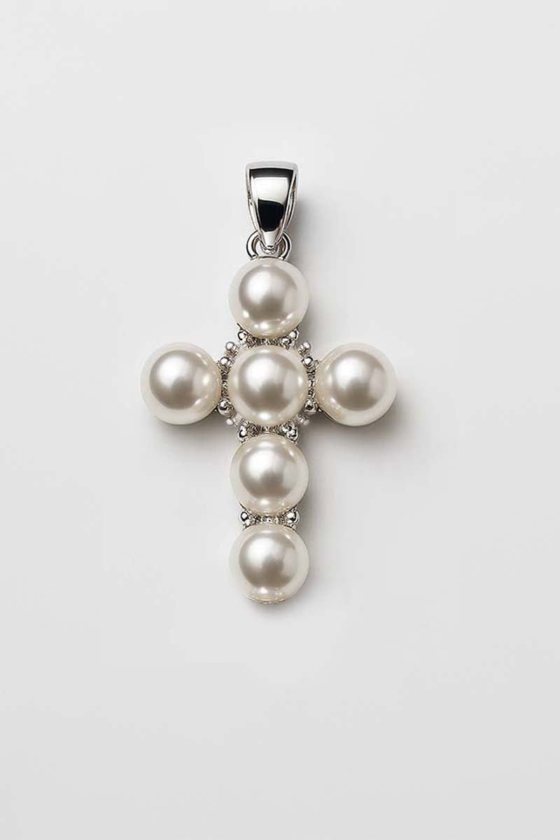 Pearl Cross of Grace - Silver Plated - St geran