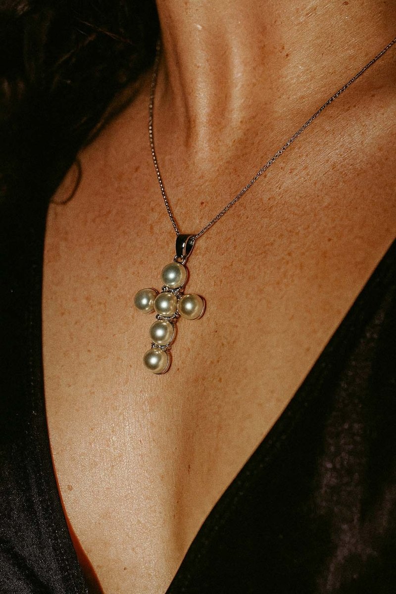 Pearl Cross of Grace - Silver Plated - St geran