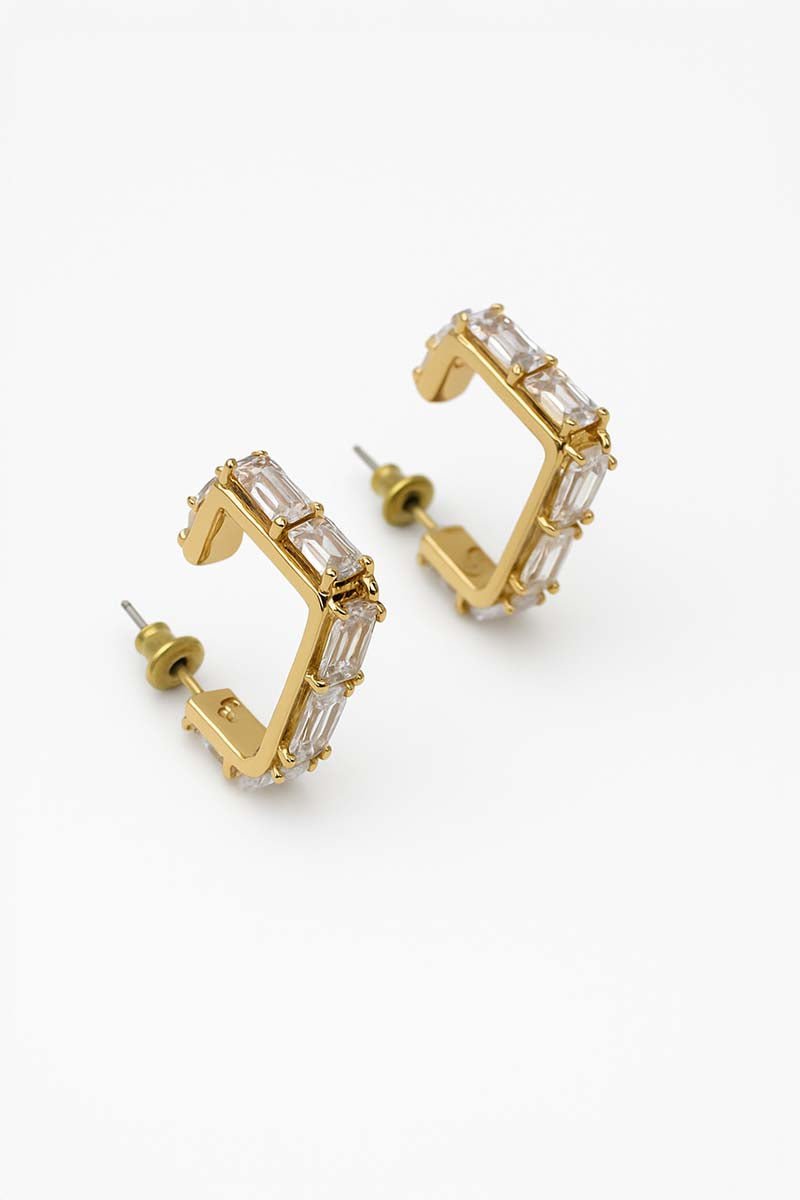 Prism Luxe Gold Square Hoop Earrings - St geran