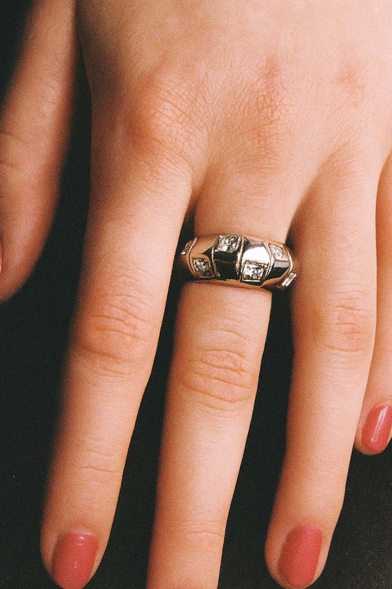 Silver Grid Dome Ring – Ophelia Grid Band - St geran