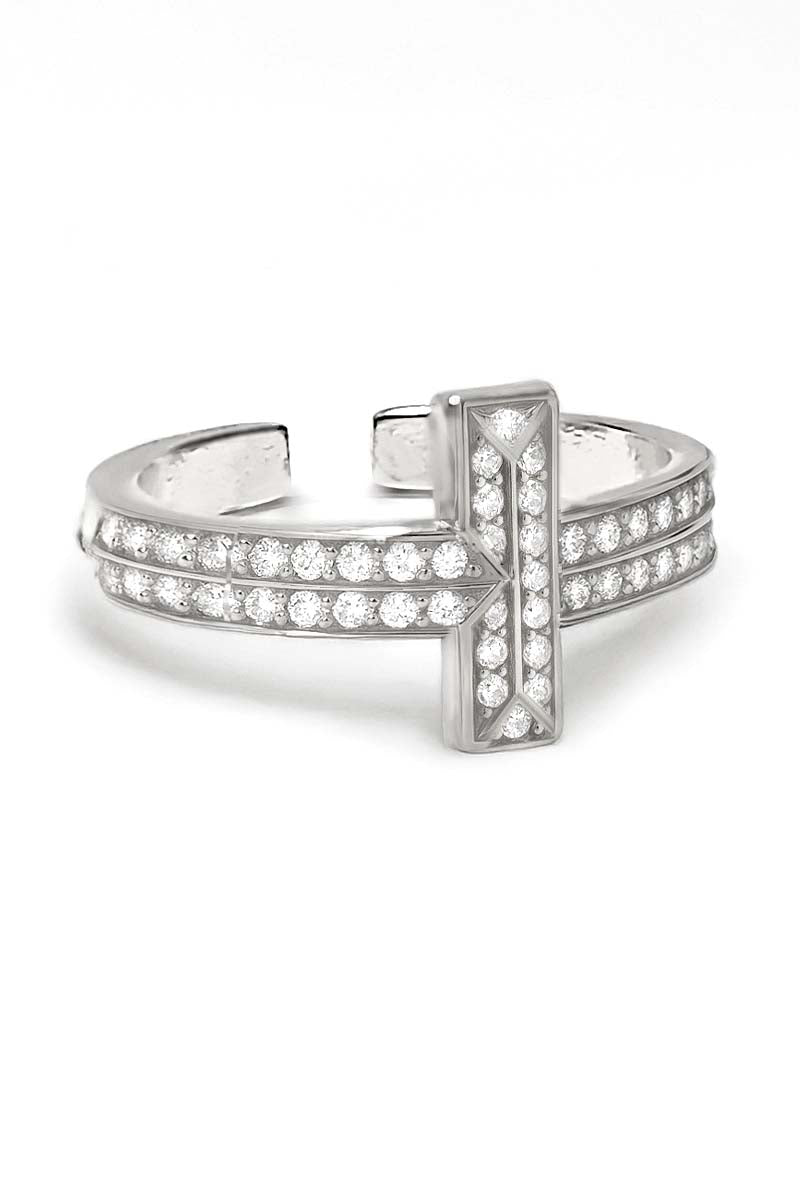 Silver Vertical Bar Pavé Ring – Tessera Silver Ring - St geran