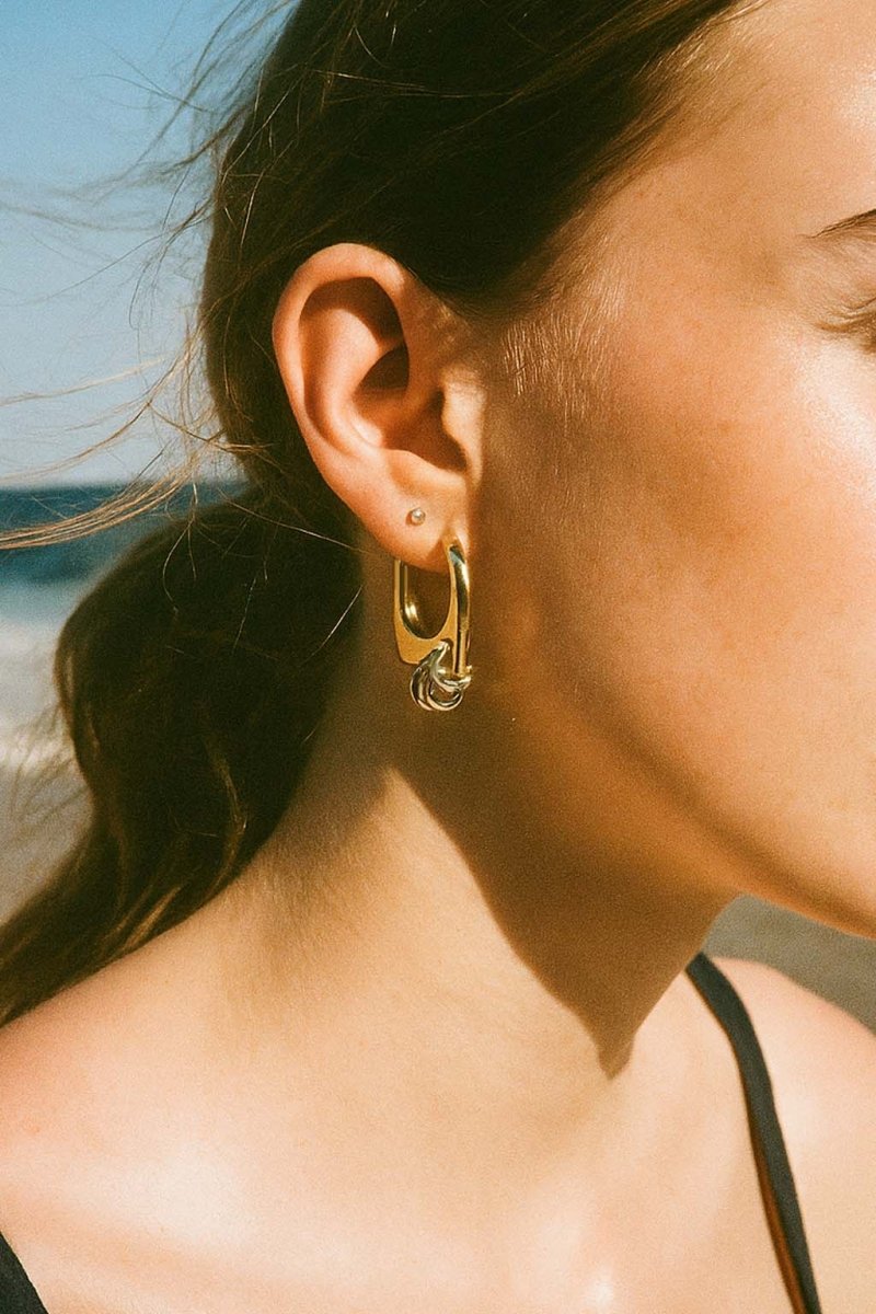 Two - Tone Link Earrings – Nexus Gold and Silver Loop Earrings - St geran