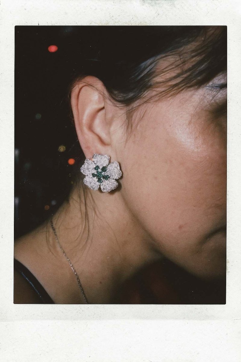 Verdure Éclat Emerald Bloom in Diamond Frost - Silver Plated Earrings - St geran